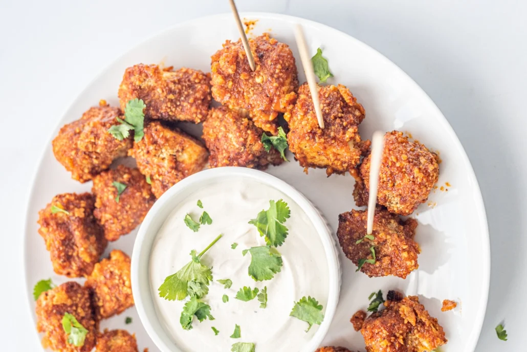 Spicy Air-Fried Buffalo Tofu Poppers