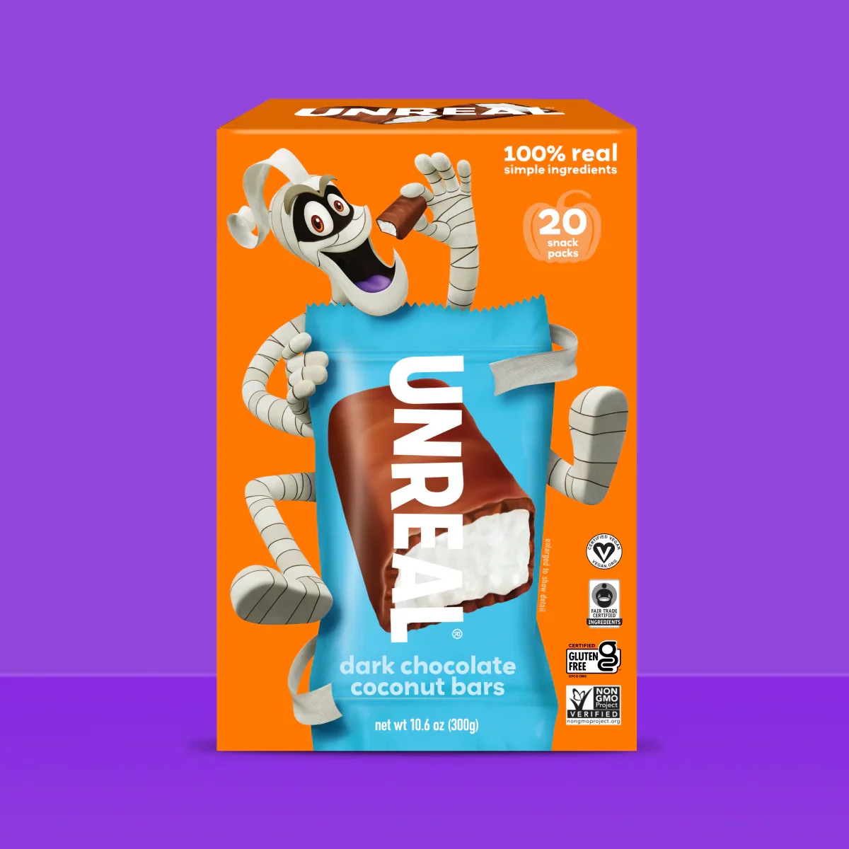 Unreal dark chocolate coconut bars Halloween box